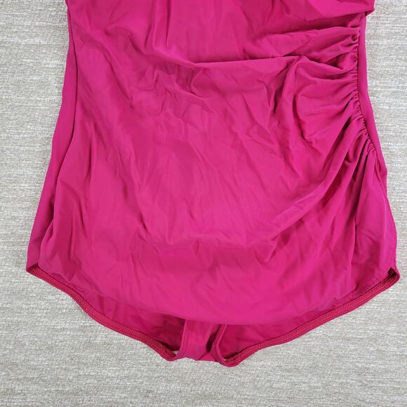 VTG Lands End One Piece Womens 14 Pink Halter Ruched Padded Beach Swimwear - Picture 13 of 14